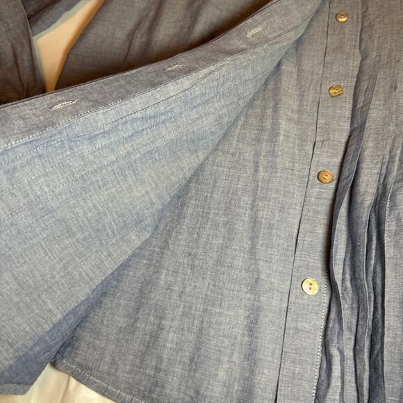 J. Jill Tuxedo Pleat Chambray Button Down tunic shirt blouse size Medium - Picture 10 of 12